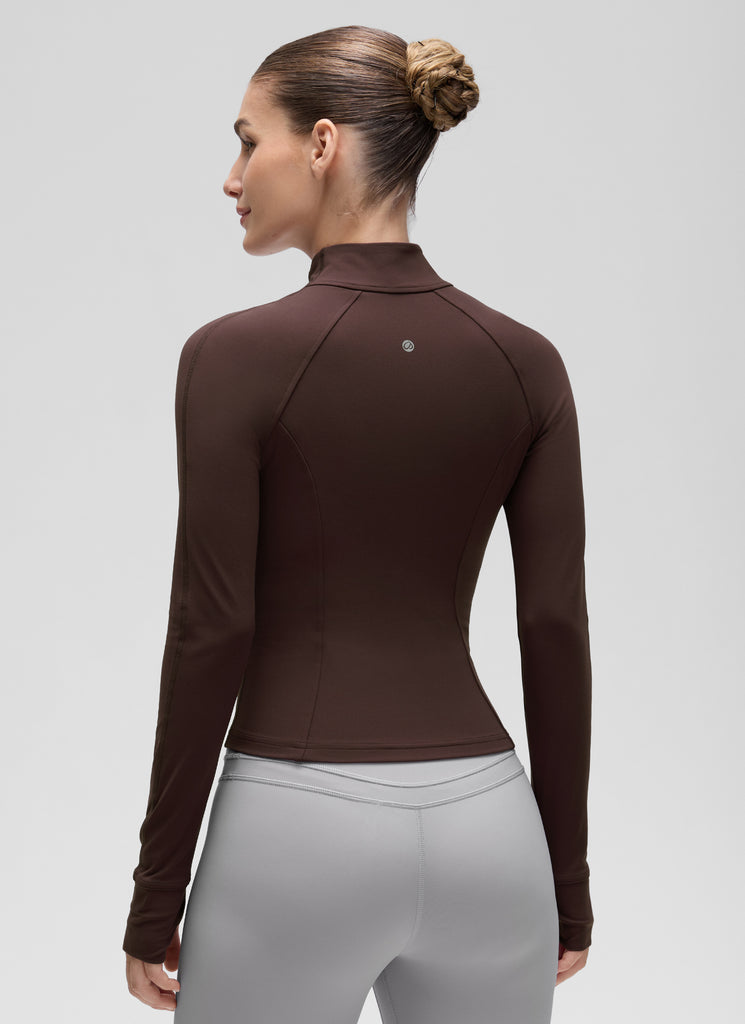 CRZ YOGA Women's Butterluxe Cropped Pocket Outerwear Full Zip Jackets Red Merlot