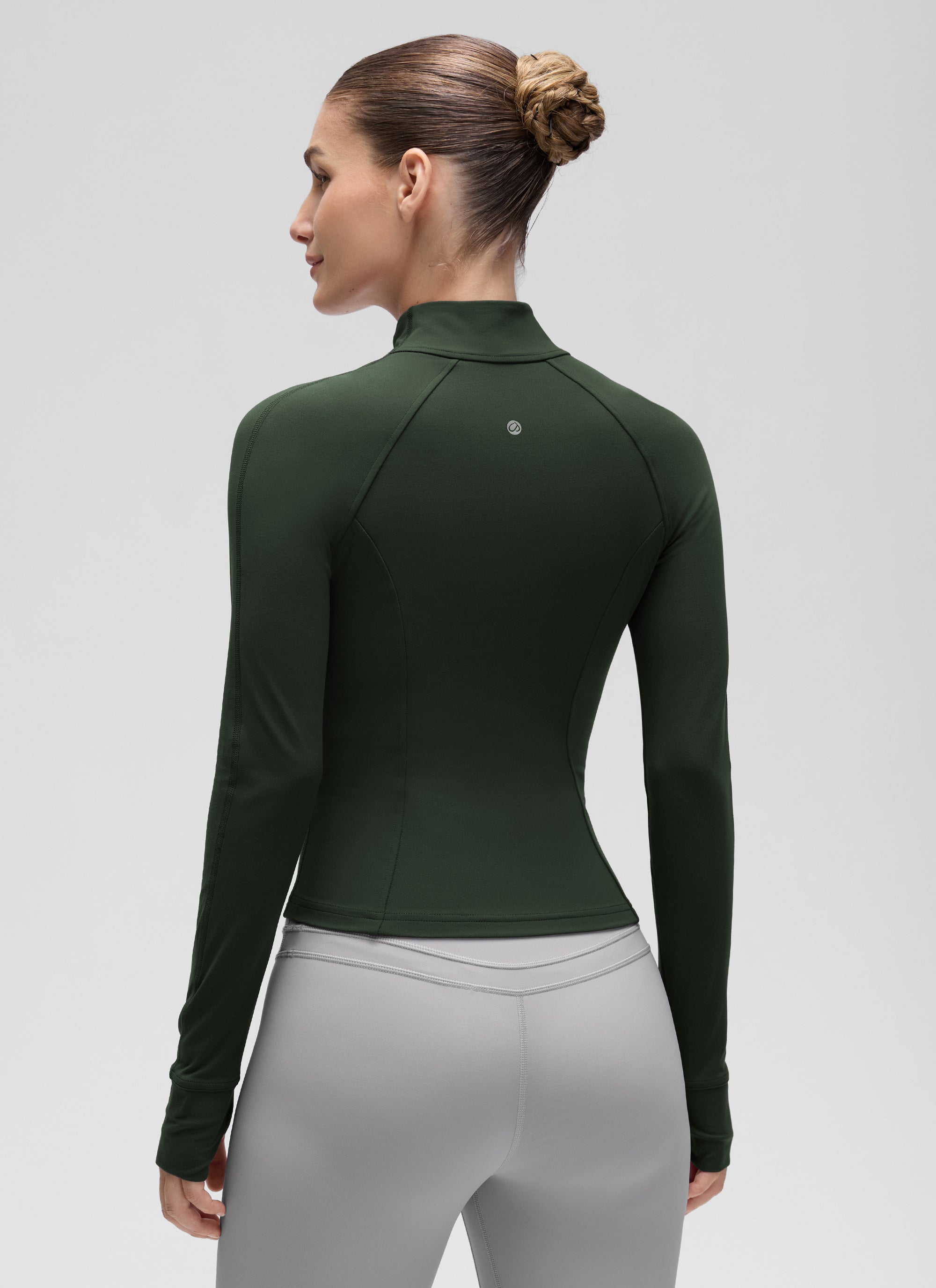 CRZ YOGA Women's Butterluxe Cropped Pocket Outerwear Full Zip Jackets Legend Green