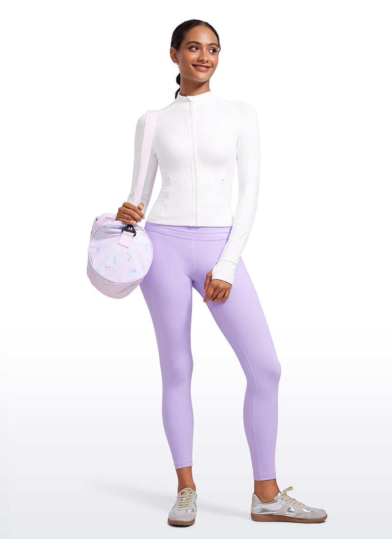 CRZ YOGA Women's Butterluxe Cropped Pocket Outerwear Full Zip Jackets Taupe