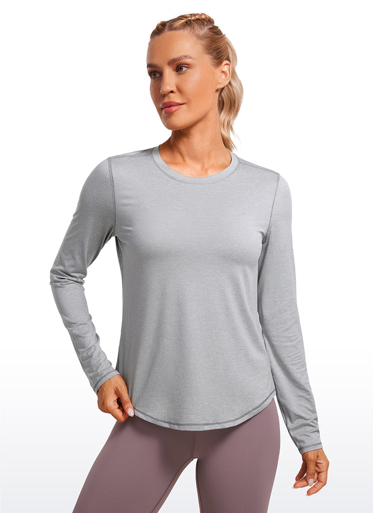 CRZ YOGA Women UPF 50+ Running Lightweight Loose Fit Long Sleeves Quick Dry Slate Blue