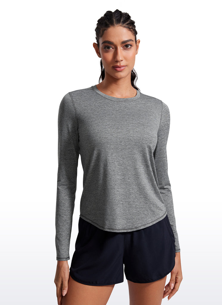 CRZ YOGA Women UPF 50+ Running Lightweight Loose Fit Long Sleeves Quick Dry Silver Mist