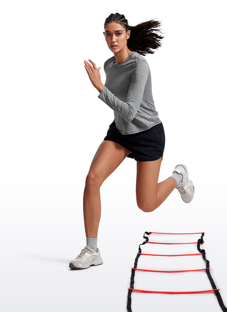 CRZ YOGA Women UPF 50+ Running Lightweight Loose Fit Long Sleeves Quick Dry Silver Mist