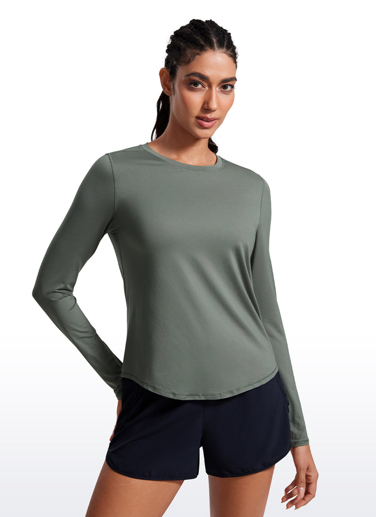CRZ YOGA Women UPF 50+ Running Lightweight Loose Fit Long Sleeves Quick Dry Platinum Heather