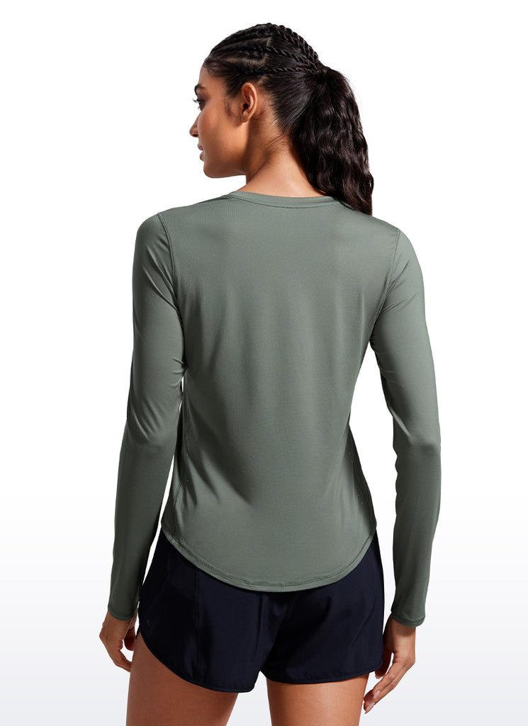 CRZ YOGA Women UPF 50+ Running Lightweight Loose Fit Long Sleeves Quick Dry Platinum Heather