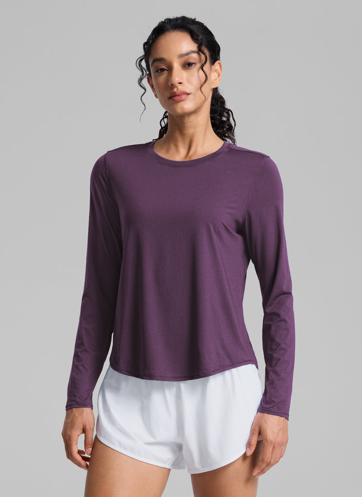 CRZ YOGA Women UPF 50+ Running Lightweight Loose Fit Long Sleeves Quick Dry Deep Crocus Violet