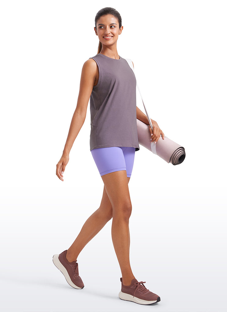 CRZYOGA  women's Pima Cotton Tank High Neck White