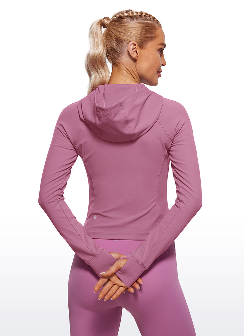 CRZ YOGA Women's Butterluxe Outerwear Full Zip Hoodies Jackets Velvet Dust @model_info:Natali