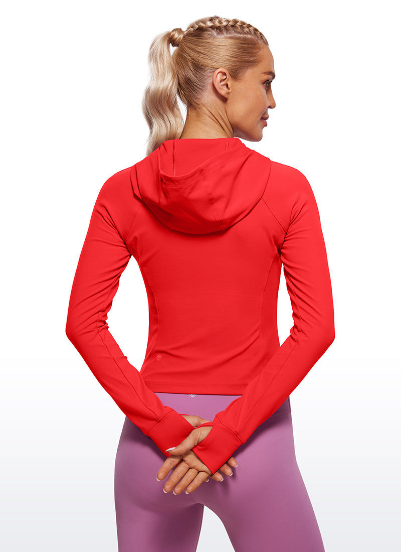 CRZ YOGA Women's Butterluxe Outerwear Full Zip Hoodies Jackets Deep Red @model_info:NAT