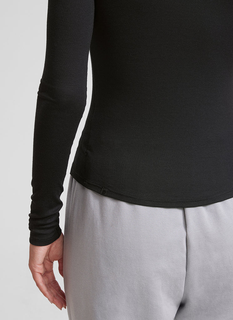 CRZ YOGA Womens Fitted Casual Ribbed Modal Henley Shirts Long Sleeves Hot Fudge Brown