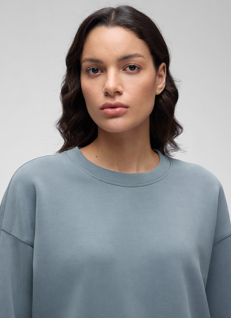 CRZ YOGA Womens SoftAura Basic Casual Sweat Shirt Crew Neck Pullover Dark Forest Green