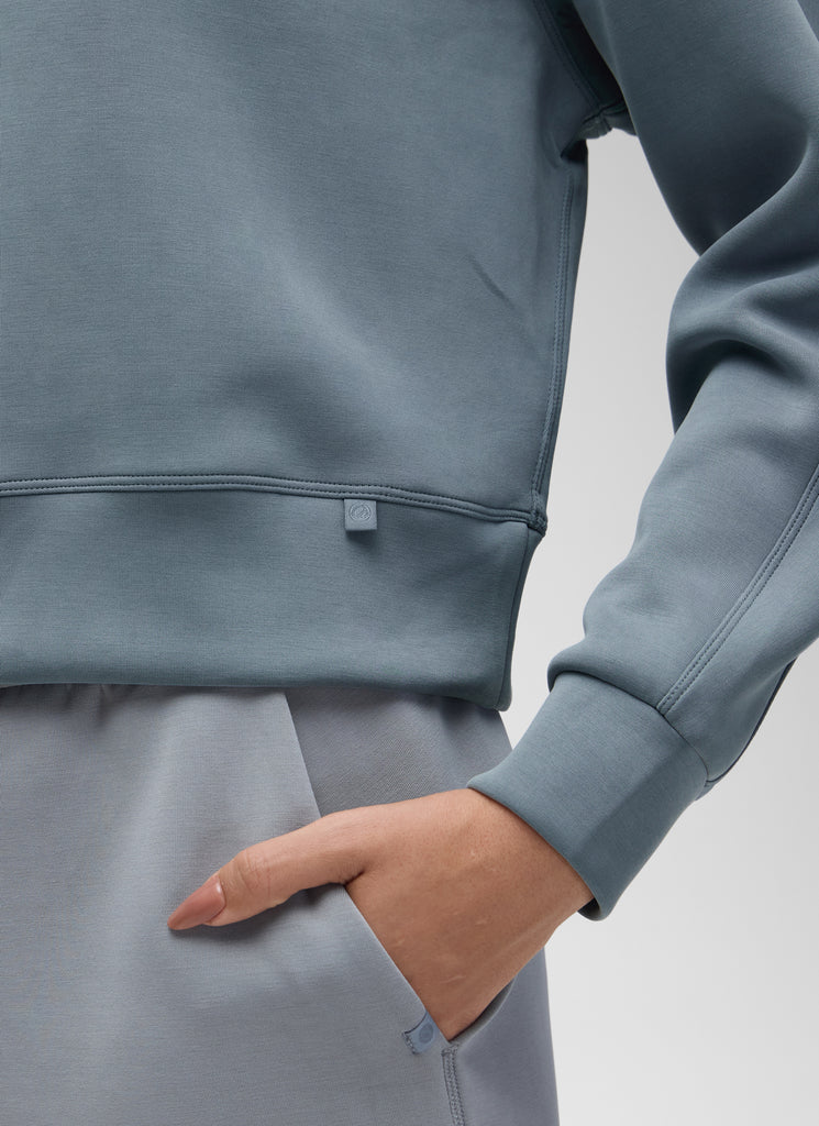 CRZ YOGA Womens SoftAura Basic Casual Sweat Shirt Crew Neck Pullover Dark Forest Green