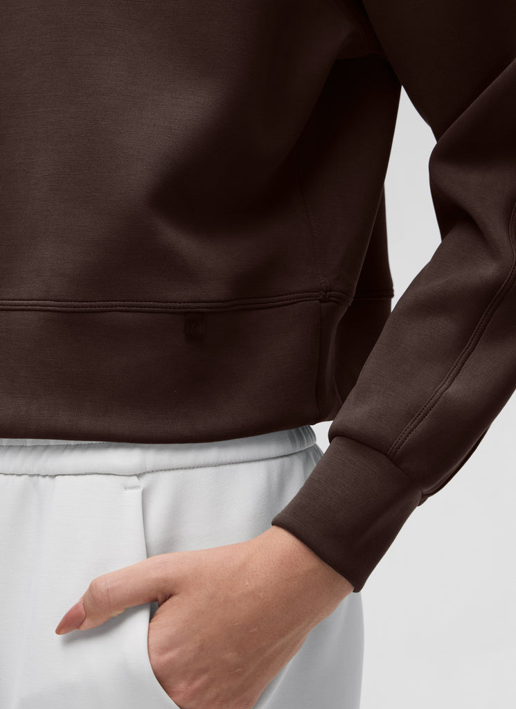 CRZ YOGA Womens SoftAura Basic Casual Sweat Shirt Crew Neck Pullover Hot Fudge Brown