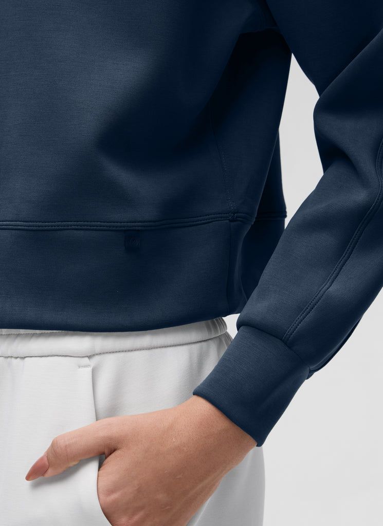 CRZ YOGA Womens SoftAura Basic Casual Sweat Shirt Crew Neck Pullover Milky White