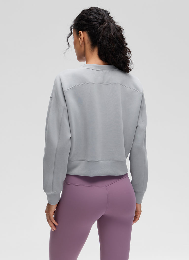 CRZ YOGA Womens SoftAura Basic Casual Sweat Shirt Crew Neck Pullover Ink Blue