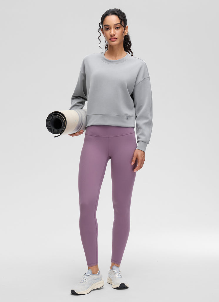 CRZ YOGA Womens SoftAura Basic Casual Sweat Shirt Crew Neck Pullover Ink Blue