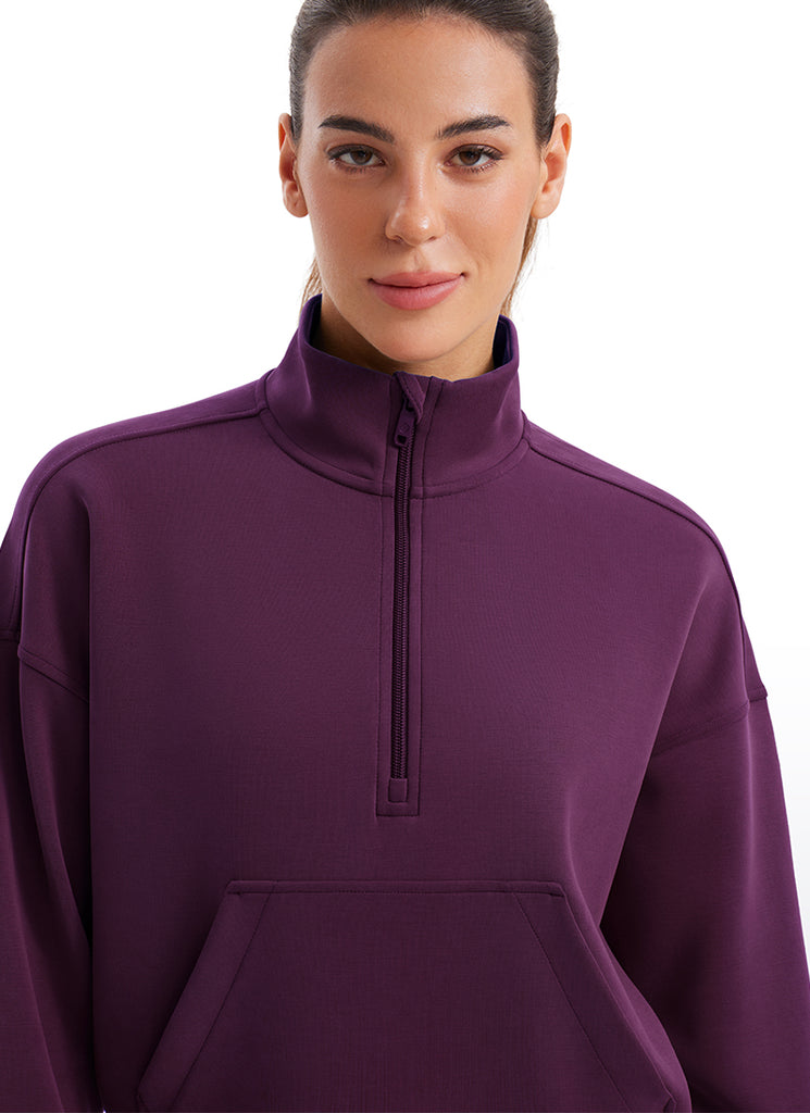 CRZ YOGA Women SoftAura Halfzip Sweatshirt Pullover Long Sleeve Pocket Plum Magenta