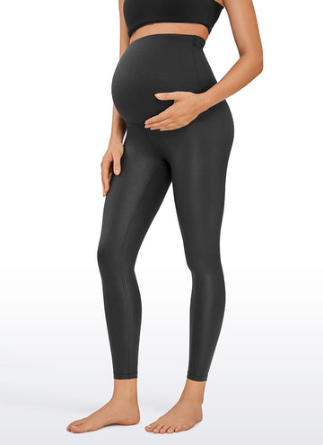 CRZ YOGA Women's Maternity Leggings Super High Rise Butterluxe 25'' Black Classic