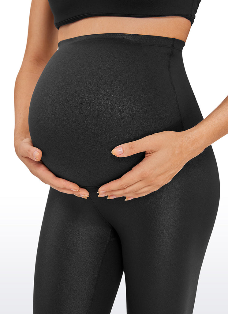 CRZ YOGA Women's Maternity Leggings Super High Rise Butterluxe 25'' Black Classic