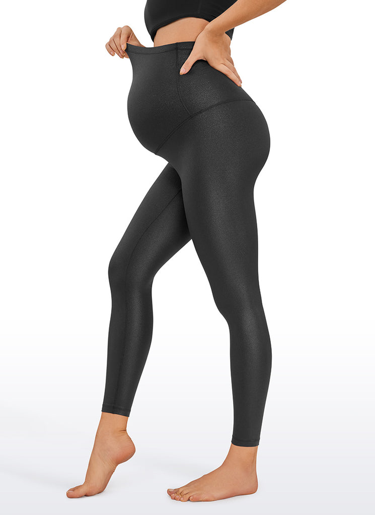 CRZ YOGA Women's Maternity Leggings Super High Rise Butterluxe 25'' Black Classic