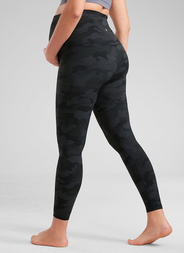 CRZ YOGA Women's Maternity Leggings Super High Rise Butterluxe 25'' Black Tie Dye Flowers