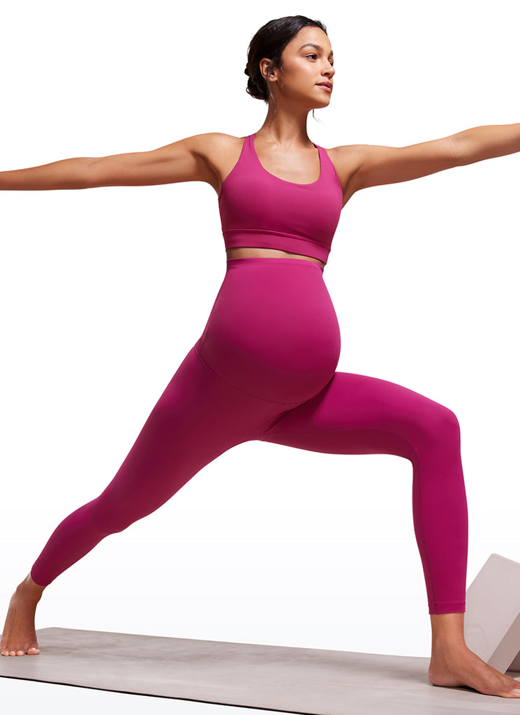 CRZ YOGA Women's Maternity Leggings Super High Rise Butterluxe 25'' Hibiscus Purple