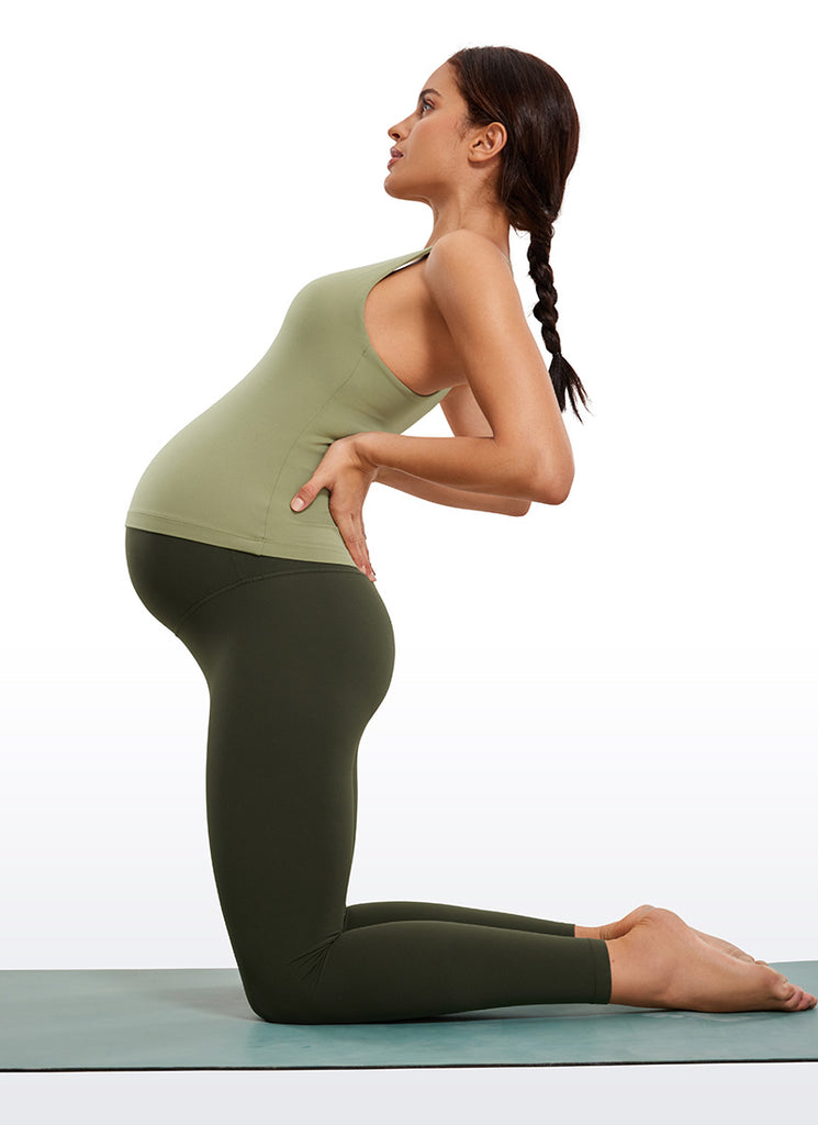 CRZ YOGA Women's Maternity Leggings Super High Rise Butterluxe 28'' Olive Green