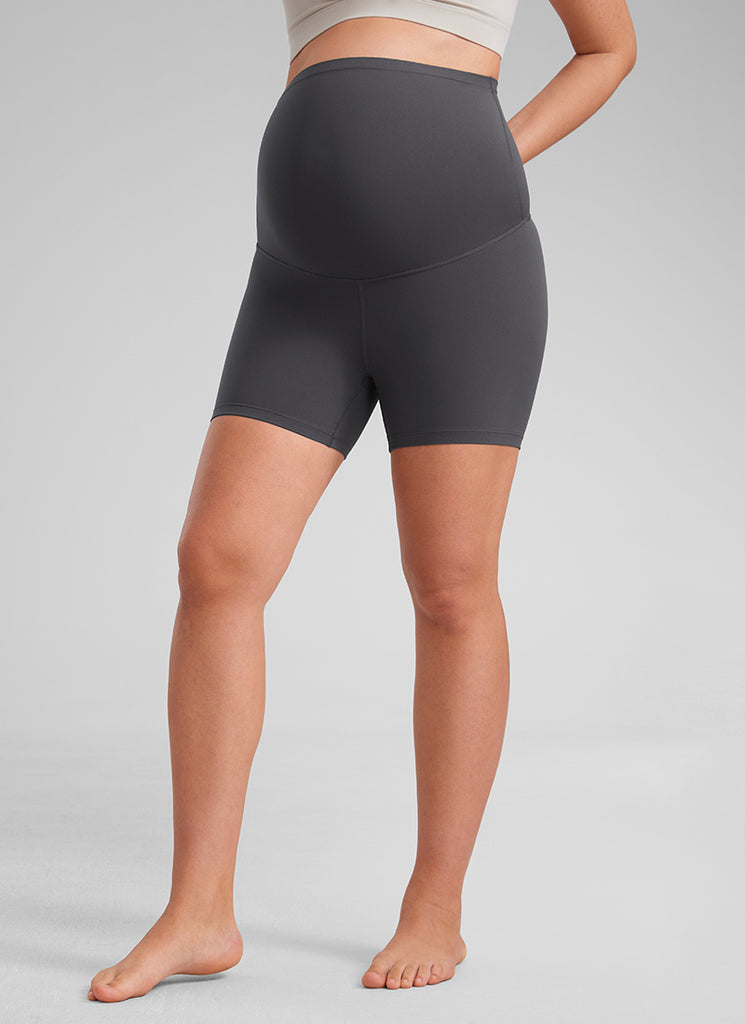 CRZ YOGA Women's Maternity Biker Shorts Super High Rise Butterluxe 4'' Plum Magenta