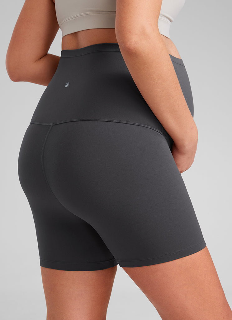 CRZ YOGA Women's Maternity Biker Shorts Super High Rise Butterluxe 4'' True Navy