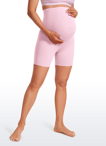 CRZ YOGA Women's Maternity Biker Shorts Super High Rise Butterluxe 6'' Pink Peony