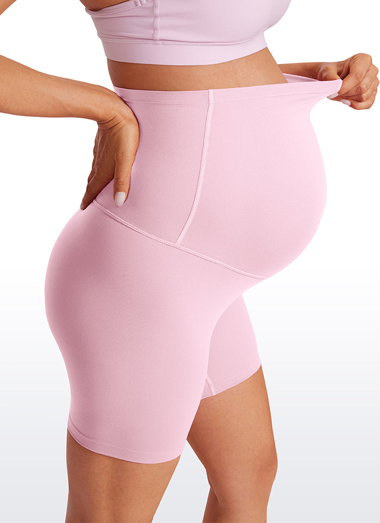 CRZ YOGA Women's Maternity Biker Shorts Super High Rise Butterluxe 6'' Pink Peony