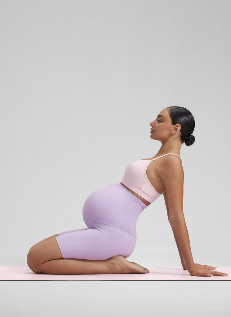 CRZ YOGA Women's Maternity Biker Shorts Super High Rise Butterluxe 6'' Lilac Air