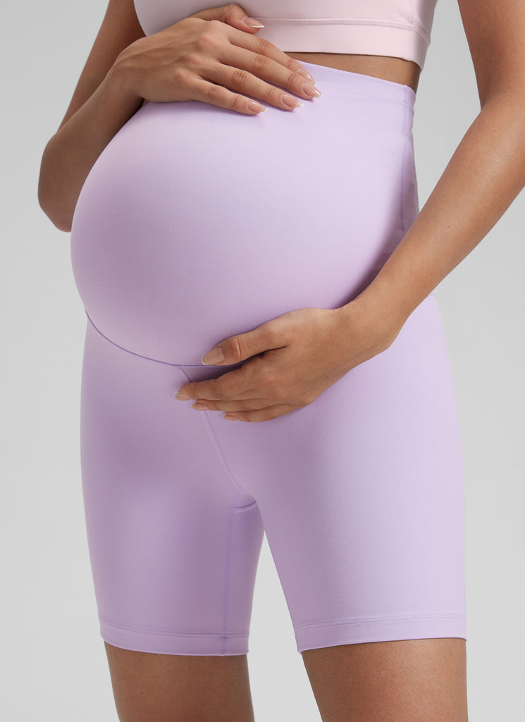 CRZ YOGA Women's Maternity Biker Shorts Super High Rise Butterluxe 6'' Lilac Air