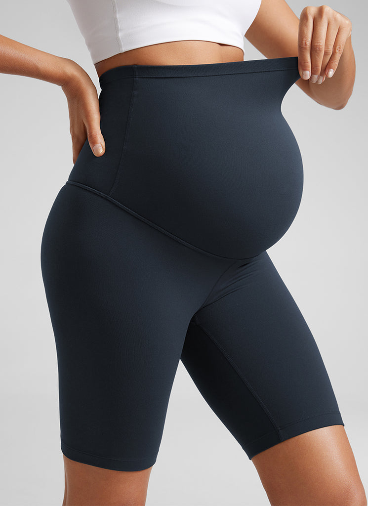 CRZ YOGA Women's Maternity Biker Shorts Super High Rise Butterluxe 8'' True Navy