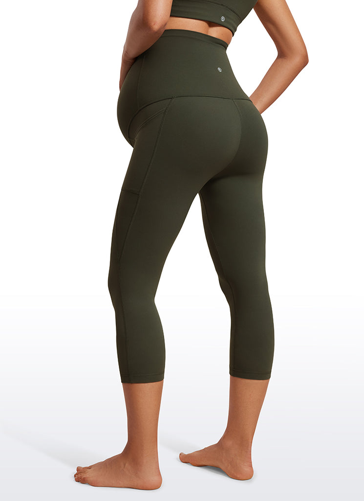 CRZ YOGA Womens Butterluxe Maternity Leggings with Pockets 21" Olive Green