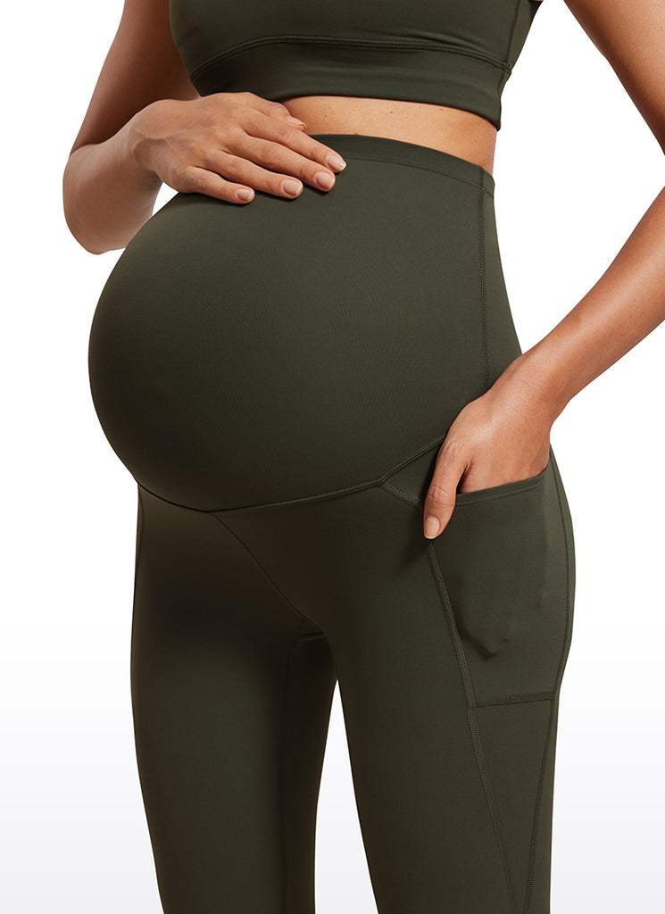 CRZ YOGA Womens Butterluxe Maternity Leggings with Pockets 21" Olive Green