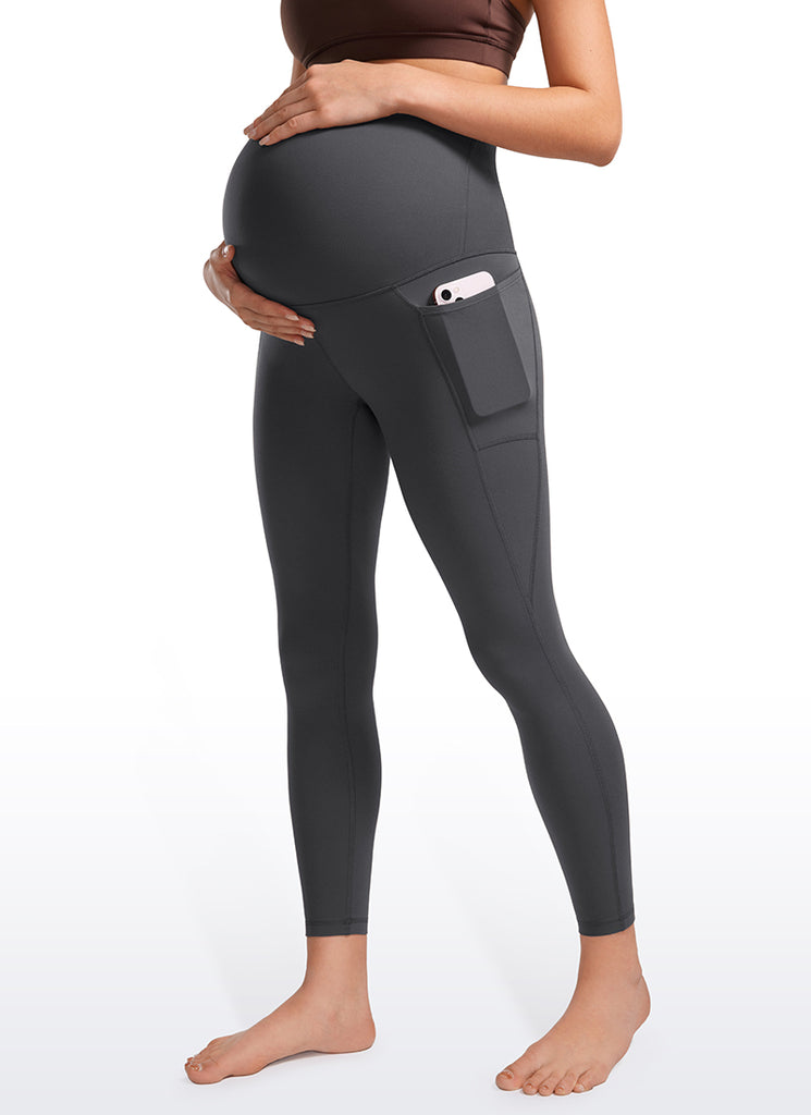 CRZ YOGA Womens Butterluxe Maternity Leggings with Pockets 25" Red Merlot