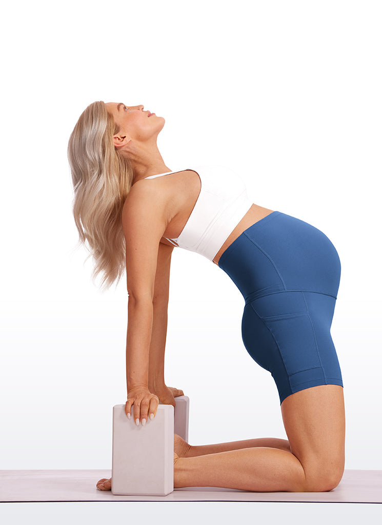 CRZ YOGA Women's Maternity Biker Shorts with Pockets Super High Rise Butterluxe 5'' Red Merlot