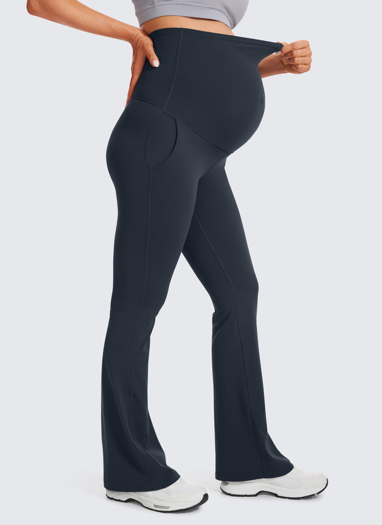 CRZ YOGA Women's Maternity Flare Leggings Pockets Butterluxe 31'' Black
