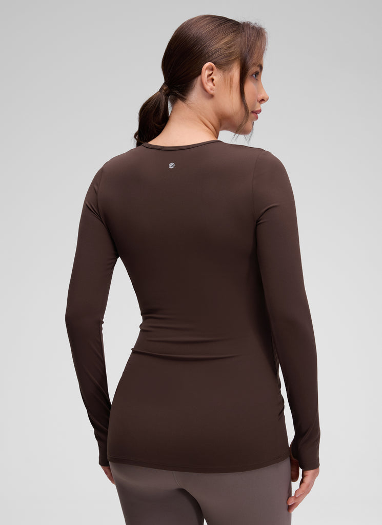 CRZ YOGA Women Butterluxe Long Sleeve Maternity Crewneck Pregnancy Top Milky White