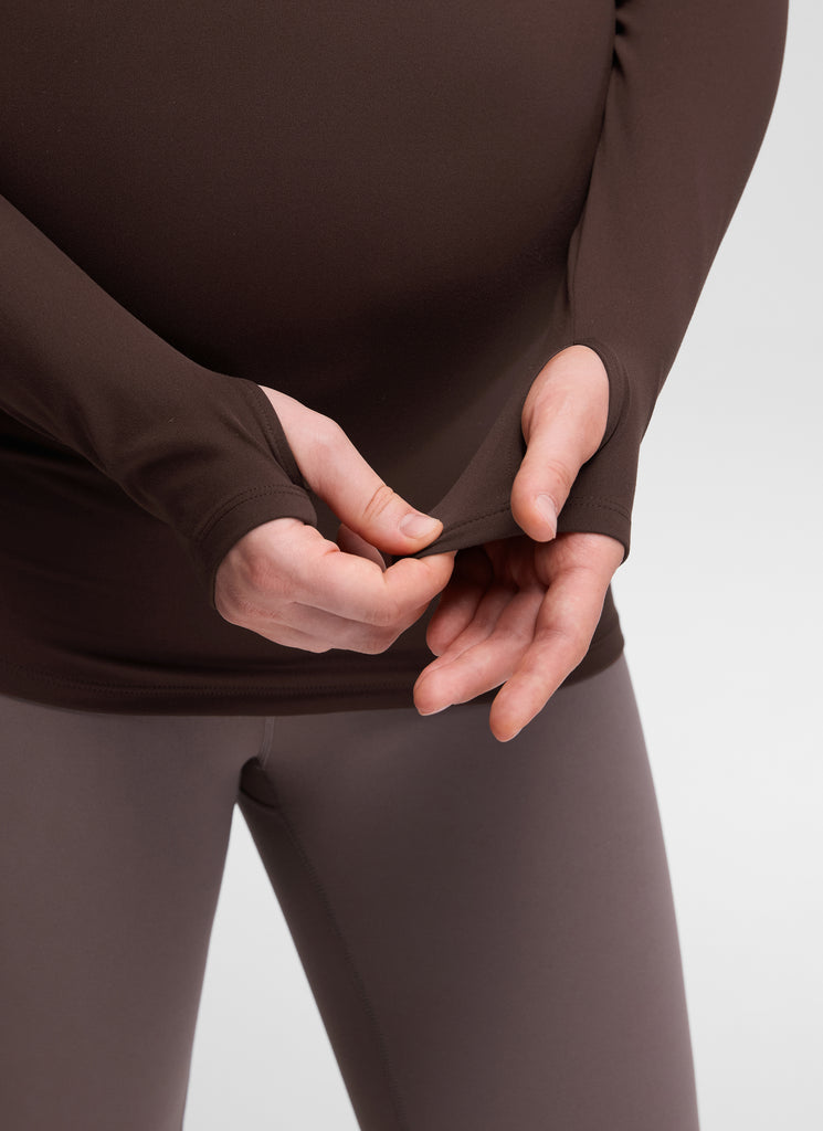 CRZ YOGA Women Butterluxe Long Sleeve Maternity Crewneck Pregnancy Top Red Merlot