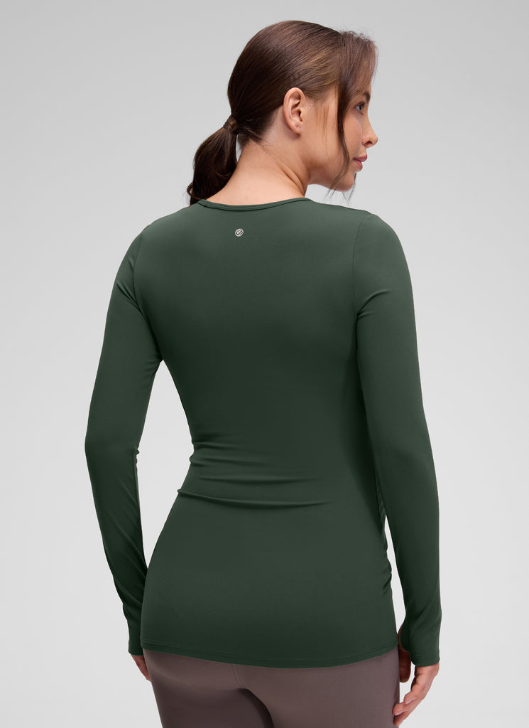 CRZ YOGA Women Butterluxe Long Sleeve Maternity Crewneck Pregnancy Top Legend Green