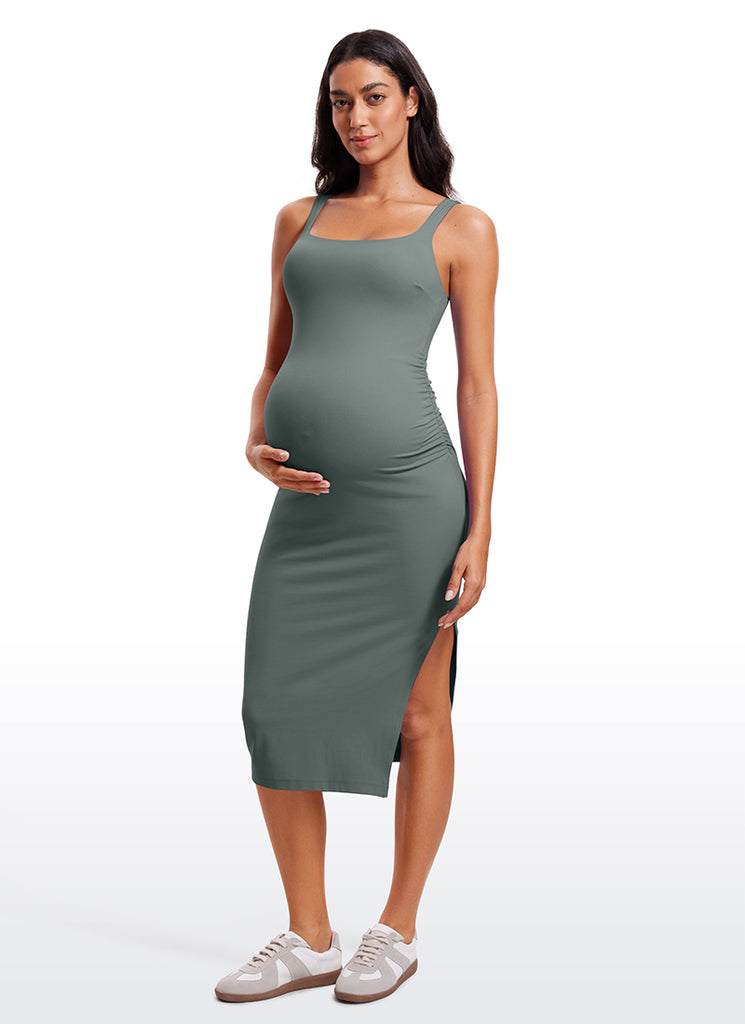CRZ YOGA Womens Butterluxe Sleeveless Tank Maternity Dress Grey Sage