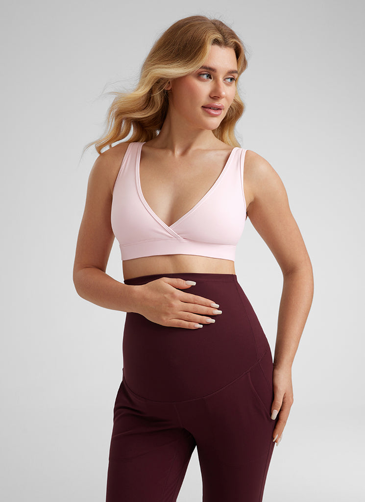 CRZ YOGA Women Butterluxe Maternity Nursing Bras Crossover Wireless Black