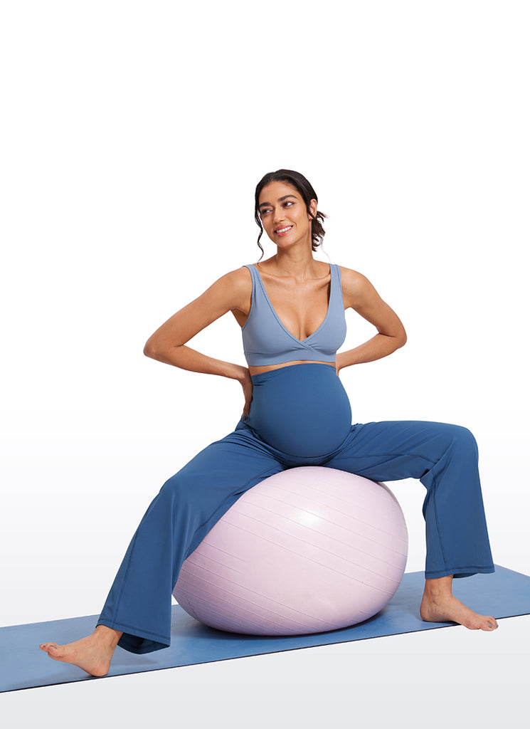 CRZ YOGA Women Butterluxe Maternity Wide Leg Pants with Pockets 31.5" Mysterious Grey