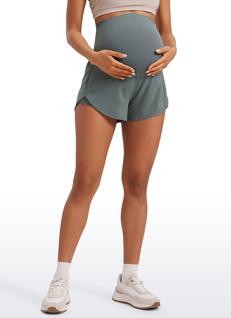 CRZ YOGA Women's Feathery-Fit Soft Maternity High Waisted Shortrs Sparkle Blue