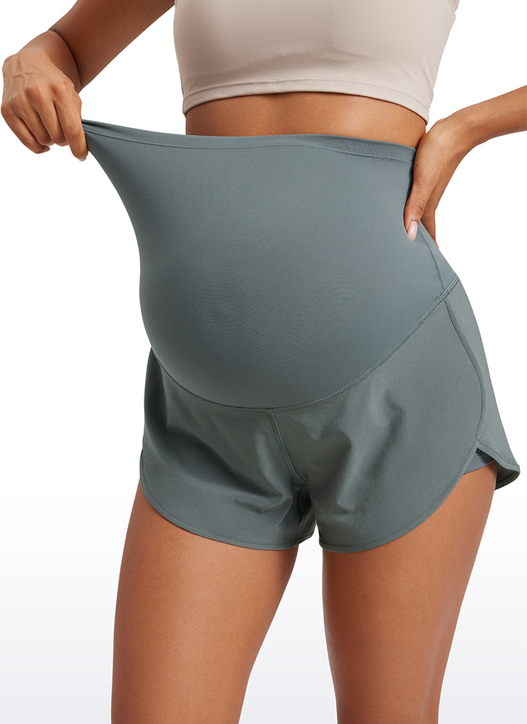 CRZ YOGA Women's Feathery-Fit Soft Maternity High Waisted Shortrs Grey Sage