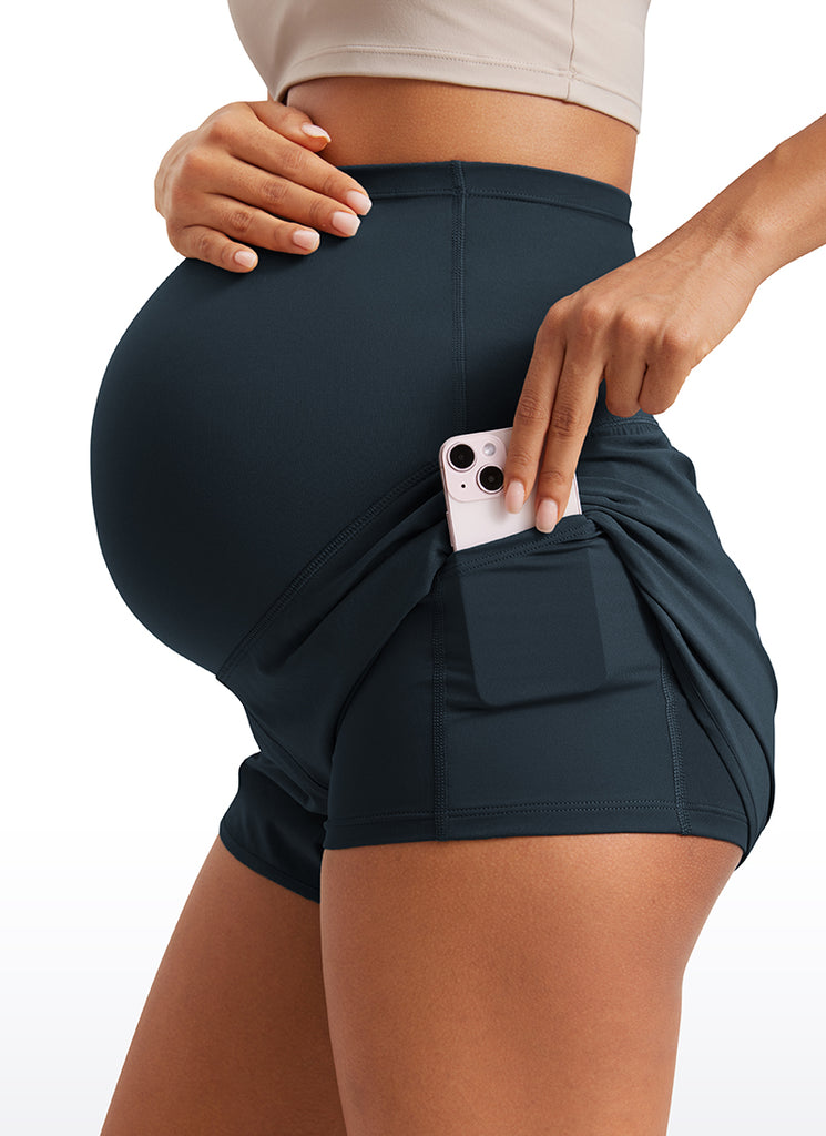 CRZ YOGA Women's Feathery-Fit Soft Maternity High Waisted Shortrs Grey Sage