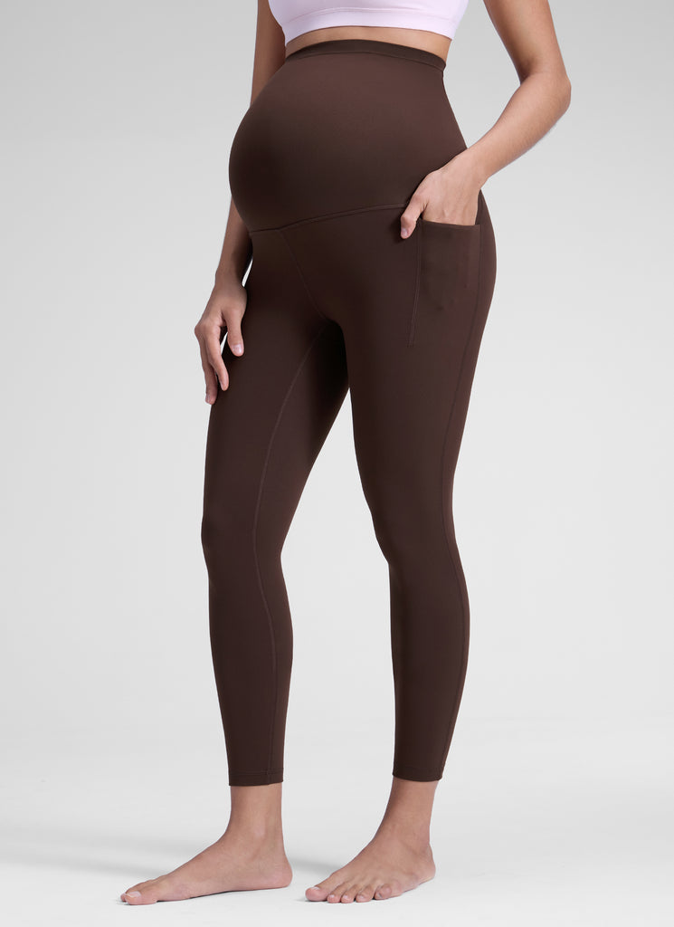 CRZ YOGA Women's Yoga High Rise Butterluxe Maternity Legging 25" Hot Fudge Brown