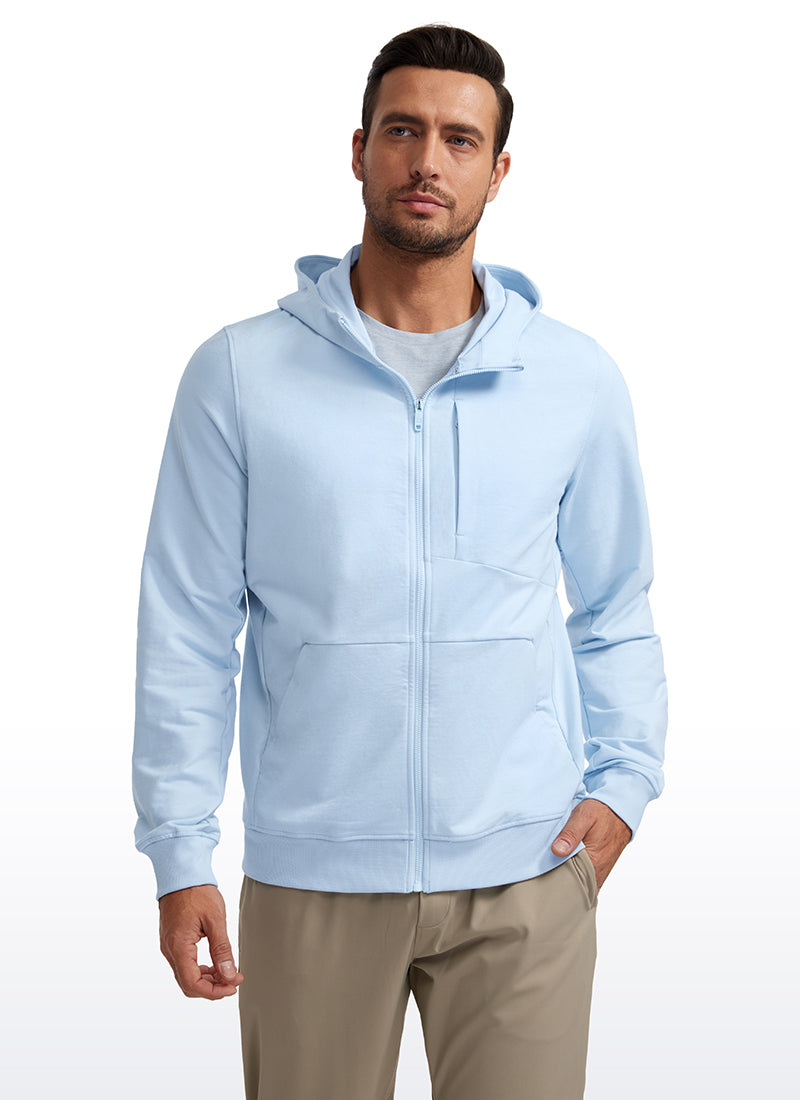 CRZ YOGA Men's Workout Relax Fit Outerwear Cotton Terry Zip-up Hoodie