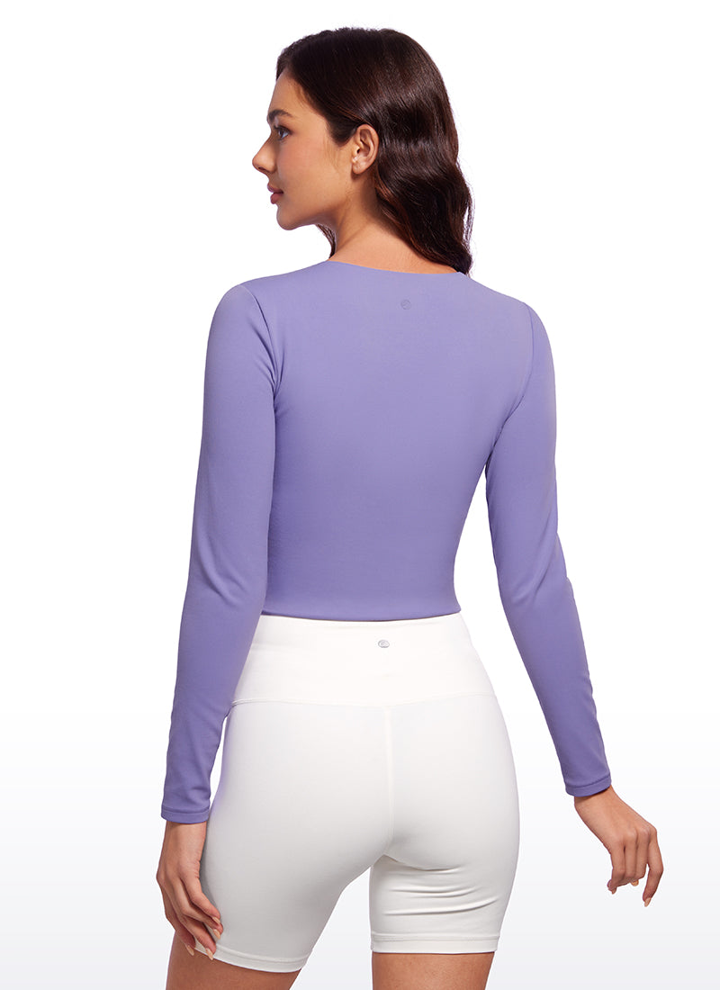 CRZ YOGA Women's Yoga Casual Tight Fit Butterluxe Cropped Long Sleeves